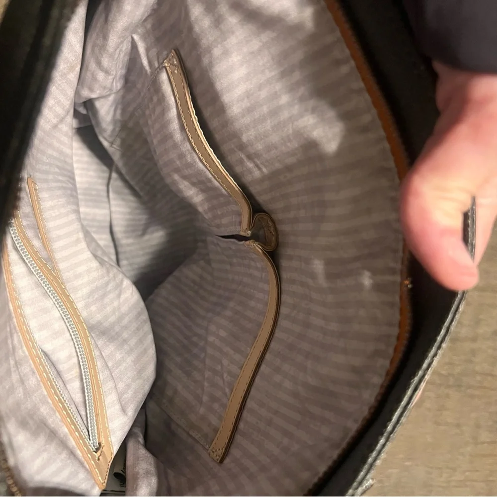 Sherpani Black and Tan Canvas Backpack with Orange Accents - Picture 9 of 10